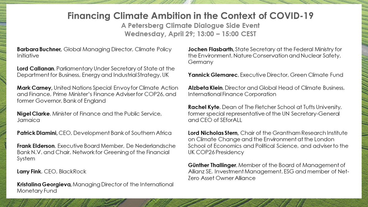Livestream “Financing Climate Ambition in the context of COVID-19,” a #PCD11 side event by @iki_bmu, <a href="/COP26/">COP26</a>, &amp; @ClimatePolicy at 13:00 CET April 29 to hear how #finance can support a #green economic recovery and foster ambitious #climateaction: bit.ly/2zzhQ8p