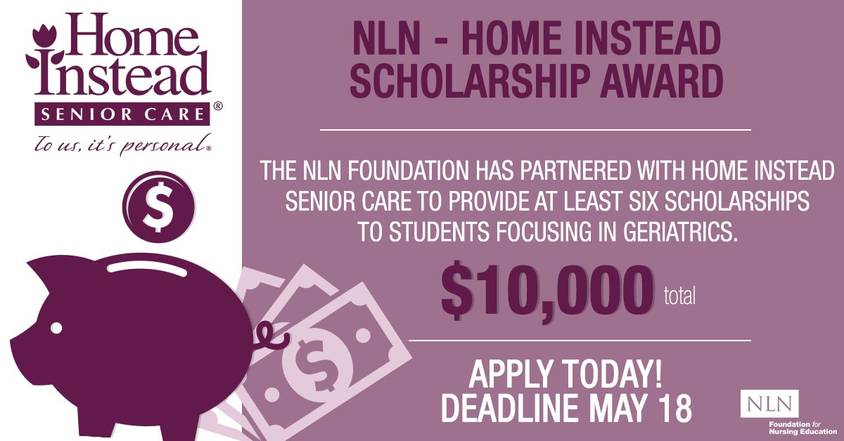 Tatiana_Nin's tweet image. Care of #olderadults is complex and yet not a required field in #healthcare #education. The @NLN and @homeinstead want to help #nursing students advance their careers in #geriatrcis. Apply today for a NLN-Home Instead #scholarship award: nln.org/foundation/ove…