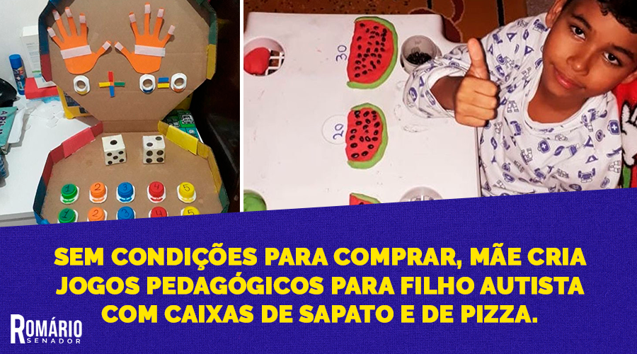 Mãe cria jogos pedagógicos para filho autista com caixas de sapato