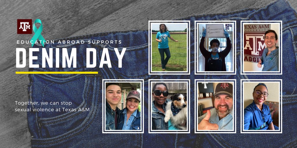 tamuglobal's tweet photo. There is no excuse and never an invitation to harass, abuse, assault, or rape. Today, we're wearing denim to support survivors and to raise awareness about sexual assault and violence. #TAMUDenimDay #SAAMTAMU https://t.co/RQPAOaYkGT