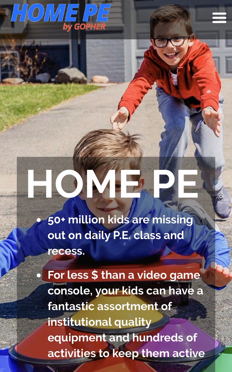Check out home-pe.com for various options to keep the family active while at home.