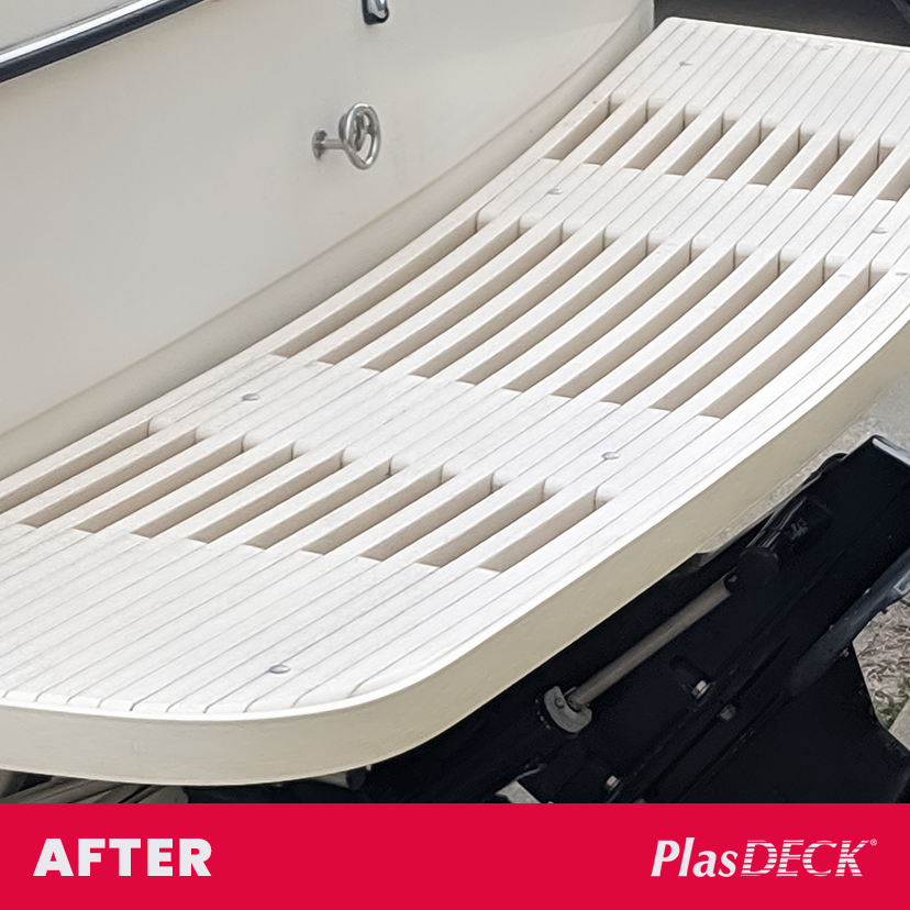 PlasDECK's tweet image. Replacing an old cracked surround: This new semi-rigid material is much more durable.

#boat #boats #boating #swimplatform #diyboat #boatrepair #boatwork #diyprojects #plasdeck #myboat #boatlifestyle #boaters