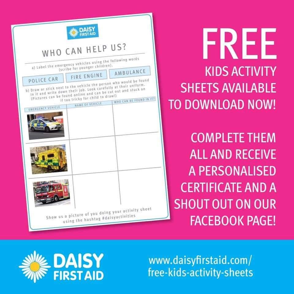 ☔️ Are you looking for rainy day activities for young children?
📣 Here is the second of our FREE activity sheets for kids. Click on the link below for your free download👇🏼
daisyfirstaid.com/free-kids-acti…
If you don’t have a printer,you can draw the pictures&amp;game boards.
#daisyactivities