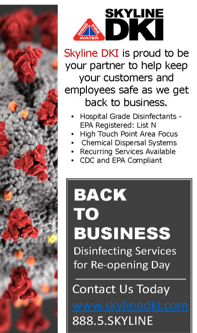 SkylineDKI's tweet photo. #backtobusiness #disinfecting #skylinedki #EPAcompliant #healthandsafety #steramist #decontamination #disinfectingservices #reopeningday #disinfectionpartner https://t.co/WM1EiVm6KV
