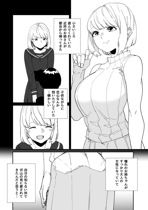 子供のころ、近所に住んでたお姉ちゃんに
よく面倒を見てもらっていた。
僕の初恋の人。
上京してすっかり大人びた雰囲気になっていて、なんだか別人のようだった。

きっとたくさんの人に愛されて、
僕の知らない所で彼女の人生は進んでいたんだろう

そして彼女の中に、僕の居場所はもう無いのだろう 