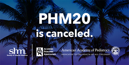 SocietyHospMed's tweet photo. The health/safety of our members &amp; constituents are SHM's highest priorities. 

SHM has come to the conclusion that it is impossible for us to hold Pediatric Hospital Medicine 2020 (PHM20) due to the continued spread of #COVID19.

Cancellation details: https://t.co/ChnraTccIS https://t.co/7ANWrUJqAS