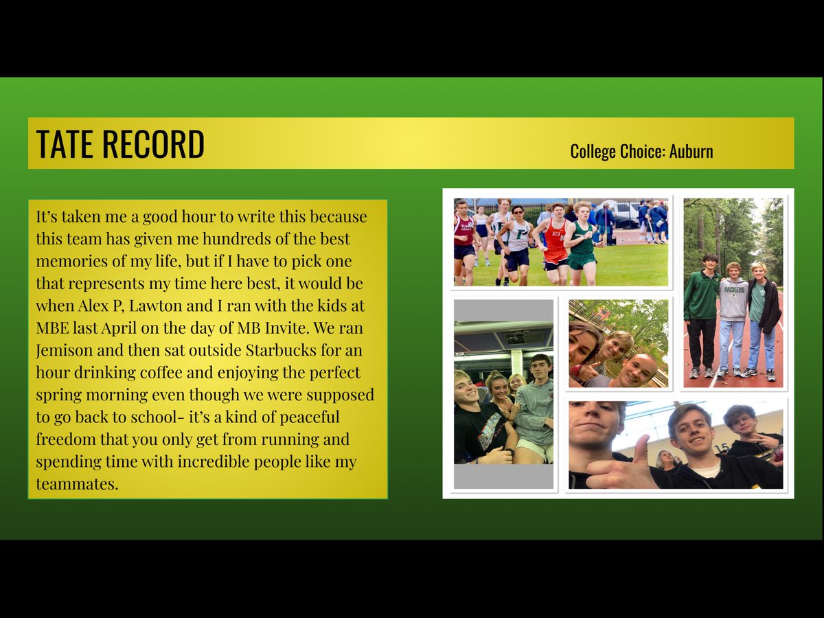 MBHSTrack's tweet image. Senior Spotlight:  Tate Record