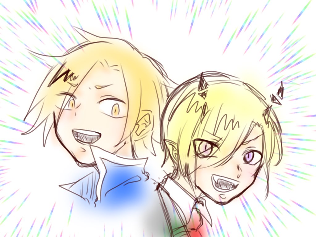 RIN　入間&ヒロアカ 仲良くなれそうなふたり。 落書き #シャックス・リード #上鳴電気 #魔