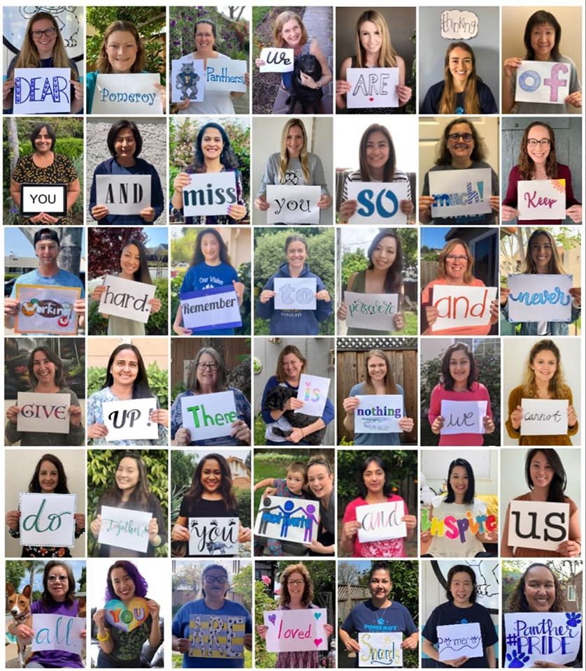 MUSDFamily's tweet photo. #PomeroyElementary School has a message for its students and families. We are #MUSDfamily and we will get through this together! https://t.co/KSkqB8o1Wx