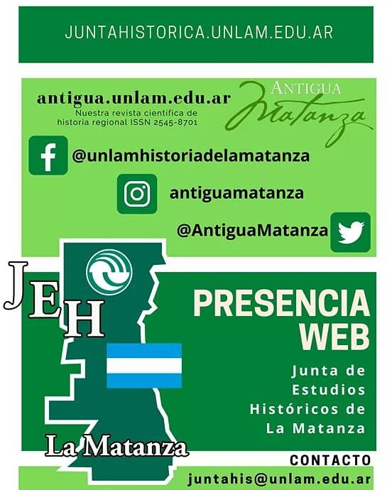 AntiguaMatanza's tweet photo. ¡Buen martes! La Junta de Estudios Históricos de La Matanza, de la Secretaría de Extensión de la #UNLAM se dedica a investigar y difundir la historia del partido de La Matanza, acompañando así el desarrollo local y la construcción de una historia regional. https://t.co/k6Yipd5Rjm