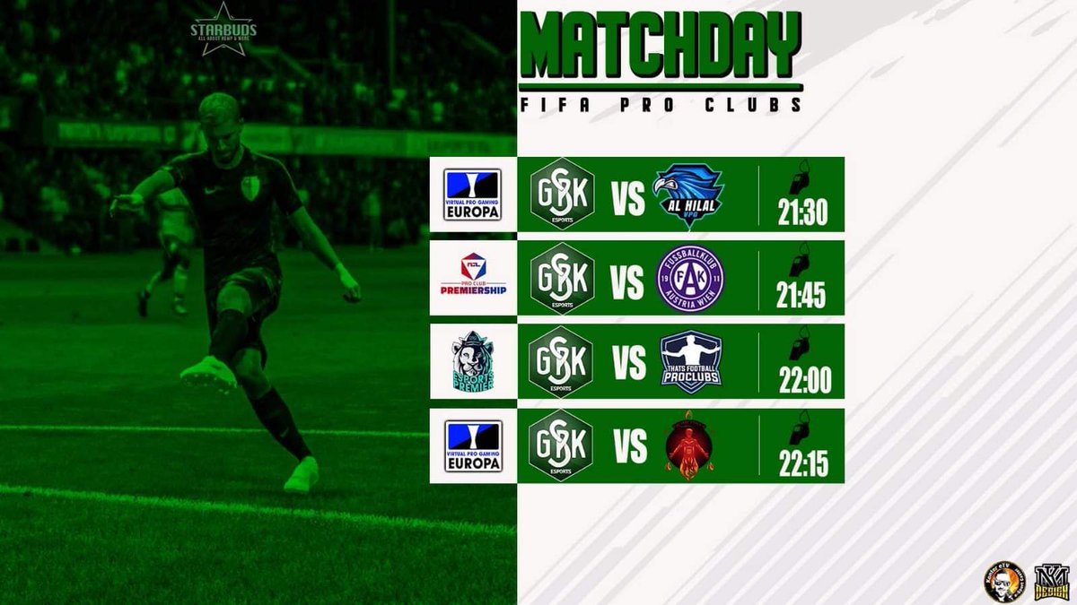 MATCHDAY

2️⃣1️⃣:3️⃣0️⃣
🏆 VPG - Europa League
🆚 Al Hilal

2️⃣1️⃣:5️⃣0️⃣
🏆 NGL Pro Club Premiership - Blue Division
🆚 FK Austria Wien eSports

2️⃣2️⃣:1️⃣0️⃣
🏆 Virtual Pro Gaming - Premier
🆚 Thats Football Pro Club

2️⃣2️⃣:3️⃣0️⃣
🏆 VPG - Europa League
🆚 Prometheus

🔴LIVE auf @konteretv