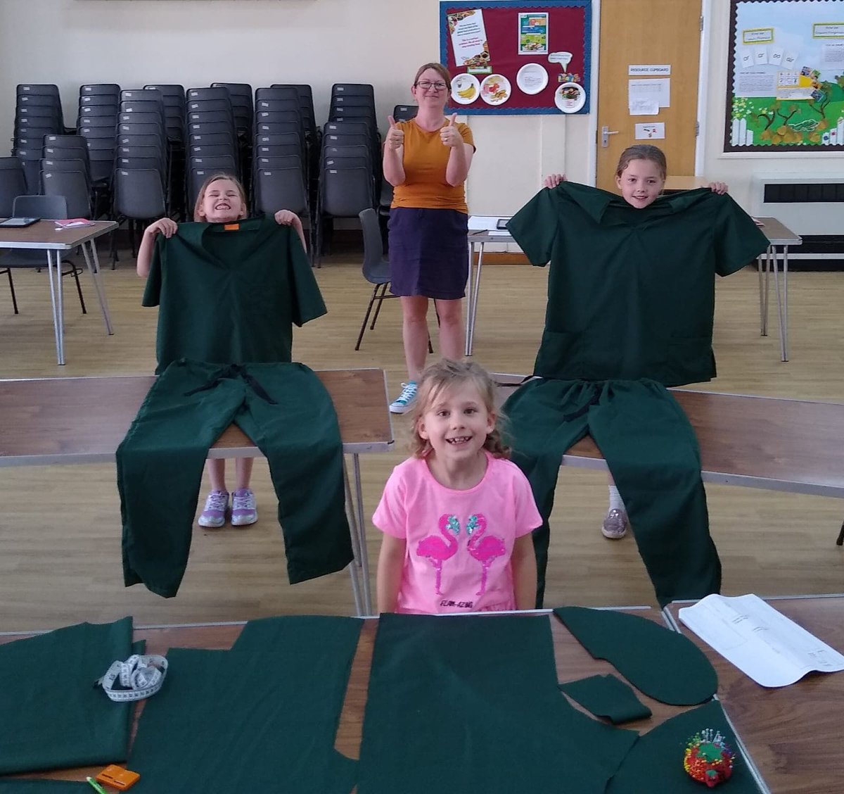 b_ftlos's tweet photo. What do Children of Keyworkers (all NHS) get up to when they attend school ….
When Nicola Thurgood - Senior Learning Support Assistant at 
@wildmoorHeath
 Wildmoor Heath Primary School, is in charge  - They make scrubs of course.
AMAZING WORK 
#NHS #SCRUBS #WILDMOORHEATHSCHOOL https://t.co/433i9O0XPd