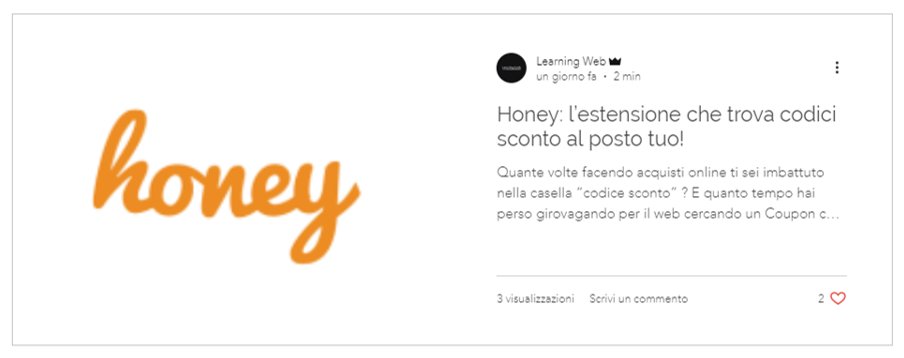 LearningwebO's tweet image. Post sull'estensione che ti fa risparmiare, Honey!