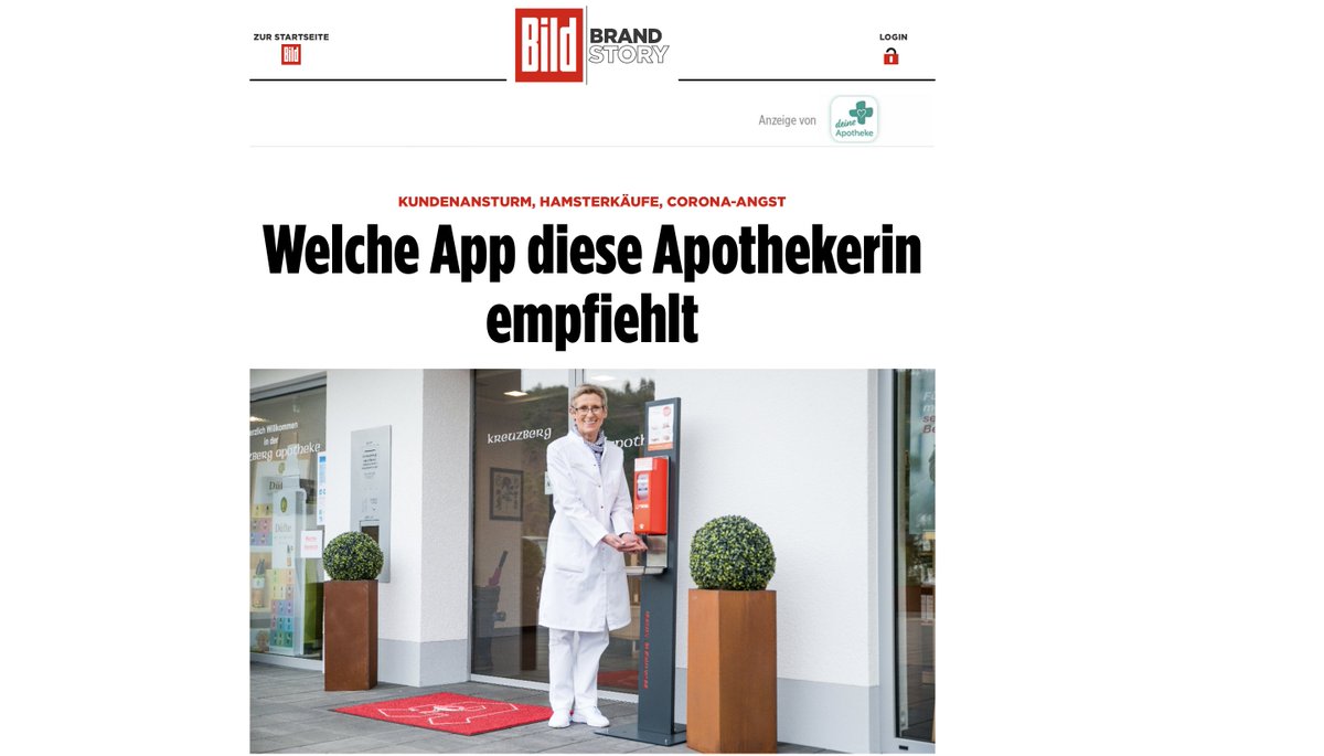 ApothekeAdhoc's tweet photo. Vor Kurzem war „Deine Apotheke“ nur eine #App plus #Apothekenmagazin. Jetzt setzt #Phoenix auf „Deine Apotheke“ als Dachmarke seiner #Apothekenkooperation. Auf „Bild Online“ und in Tageszeitungen gibt es nun Anzeigen für die Marke. @PHOENIXPharma @BILD https://t.co/fHBZkU2j2W https://t.co/LffOTD1KHl