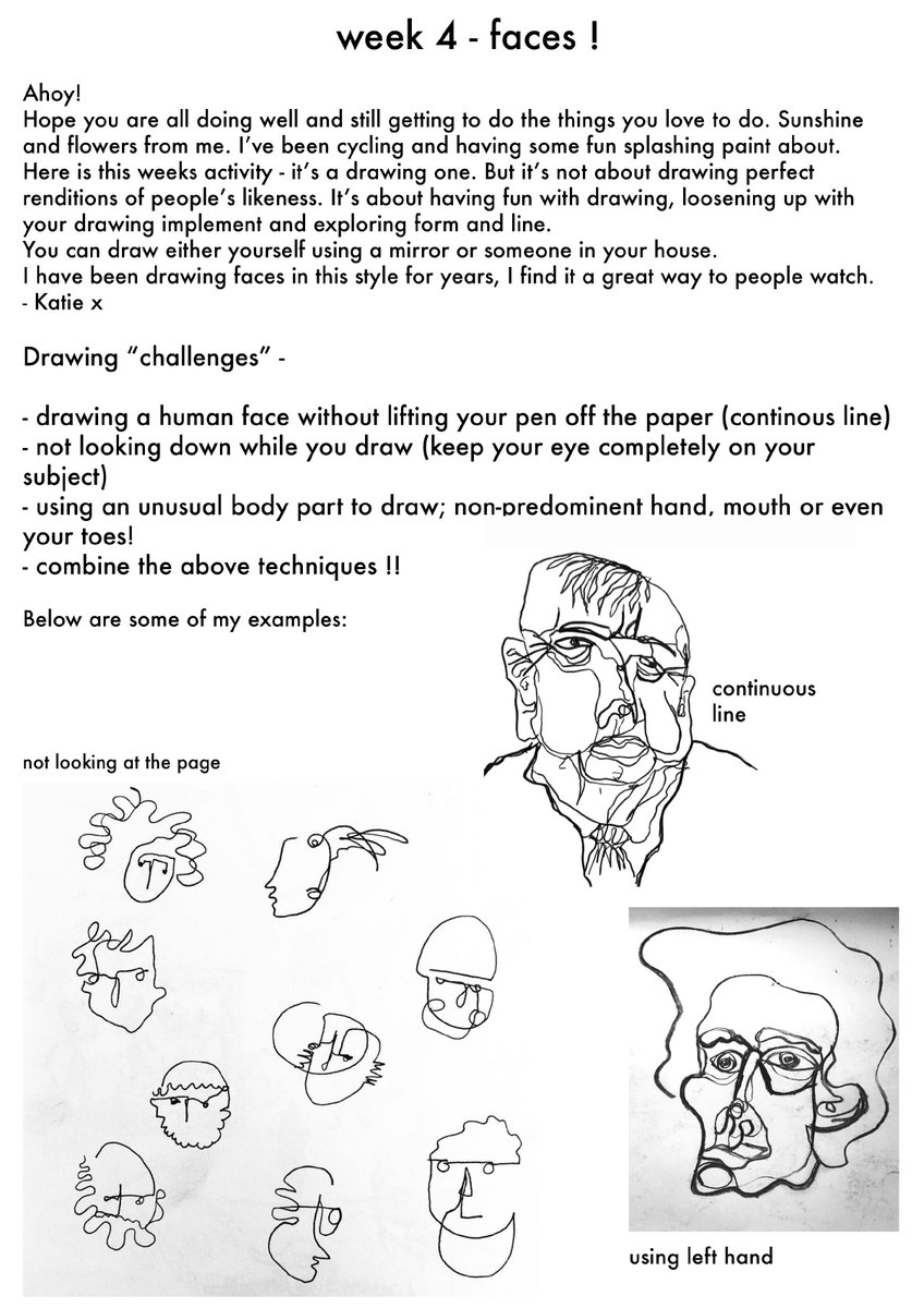 peopleatprism's tweet photo. Today we wanted to share with you a fun creative challenge that you can do at home, drawing faces!
We would love to see pictures of what you create!
Support Prism Arts - https://t.co/GXdCqJoebE
@ace_national #lockdownactivity #creativetask #drawing https://t.co/0l6MDICmhD