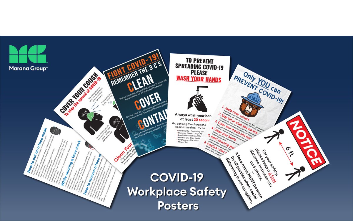 Promote employee and visitor safety with these COVID-19 Workplace Safety Posters from Marana Group.

maranagroupmarketplace.com

Posters offer a variety of messages designed to reinforce safety, personal and facility hygiene, and social distancing. #Covid19 #workplacesafety