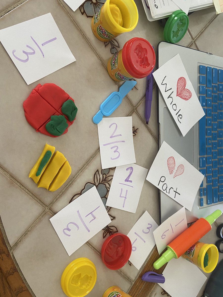 MrsPisello's tweet photo. Worked on fractions during video conferencing lesson today! I miss doing this fun activity with the kiddos in person but their enthusiasm and positive attitudes make this the best 25 minutes of my day! https://t.co/dSJgk2bB7p