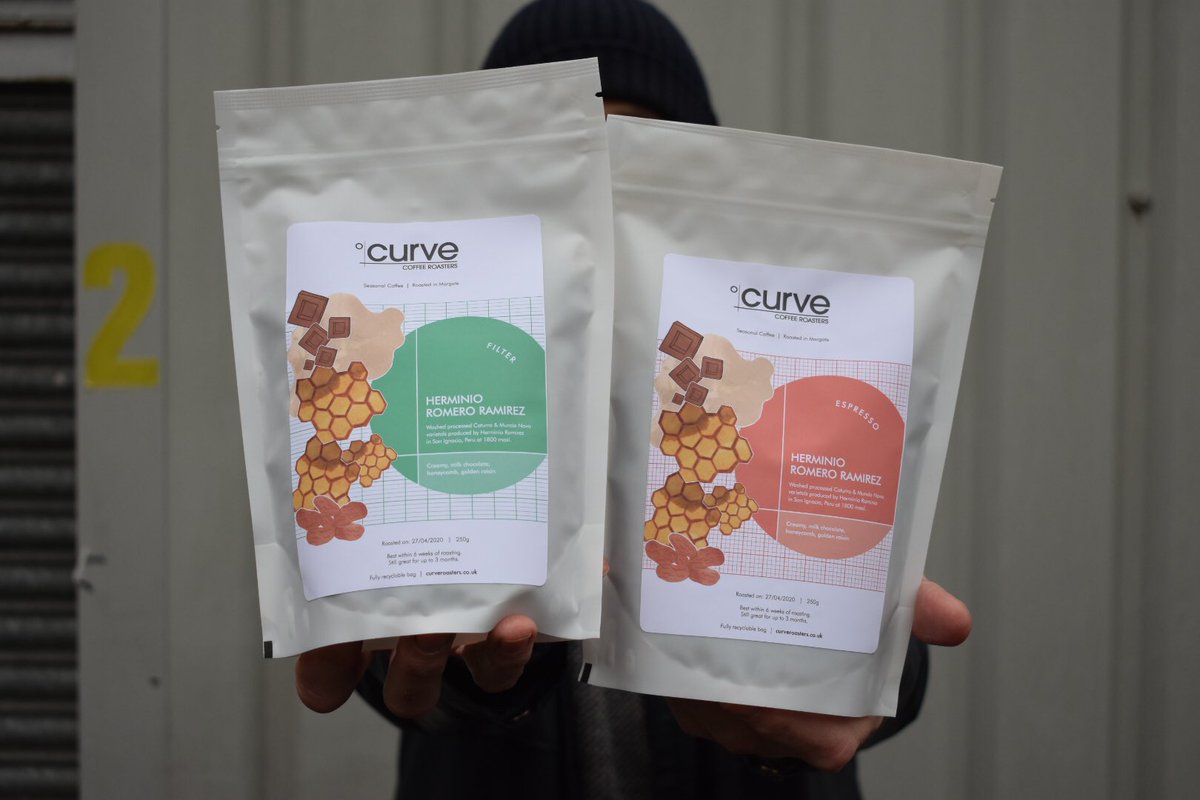 curveroasters's tweet image. We’re excited to release the second lot of this year’s Peruvian offering:
•
🍯 H E R M I N I O  R O M E R O  R A M I R E Z 🍯 is back and tasting as good as ever!
•
Creamy body, notes of toffee, golden raisin and honeycomb
•
Delicious filter &amp;amp; espresso
tinyurl.com/y6wosws7