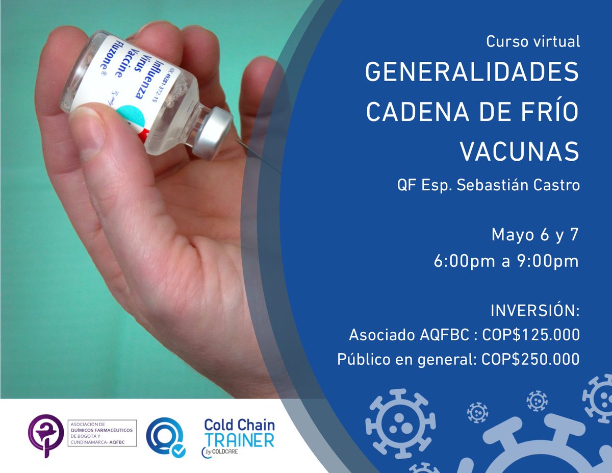 ¿Cómo se almacena una vacuna?¿Cómo se transporta?¿Conoces sobre cadena de frío de vacunas?
Participa en el curso virtual sobre cadena de frío de vacunas,suministro de este insumo vital.
Inscríbete#cadenadefriofarmaceutica#pharmaceuticalcoldchain#LasVacunasFuncionan#VaccinesWork