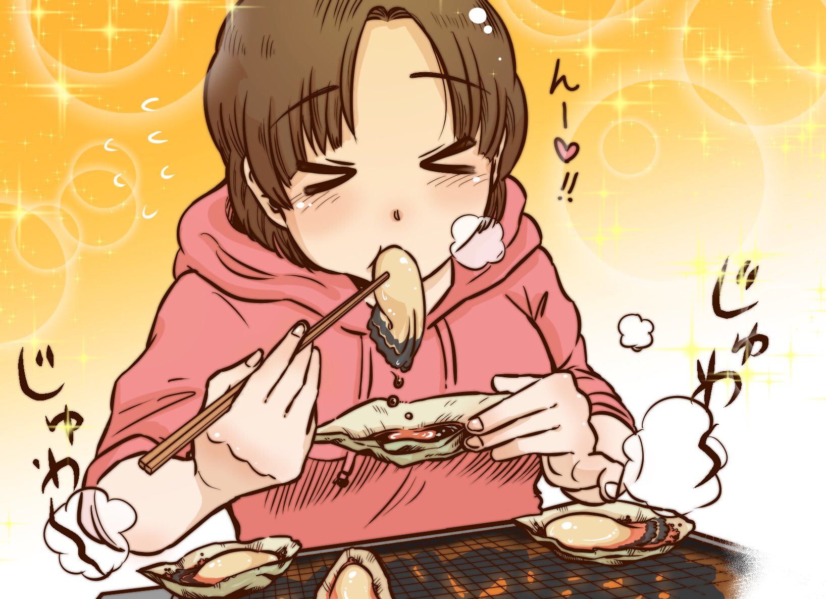 福山 えんび おいしそうに食べ物を頬張る 女の子かわいい イラスト 女の子 牡蠣 T Co Ta8fgxcvrh Twitter