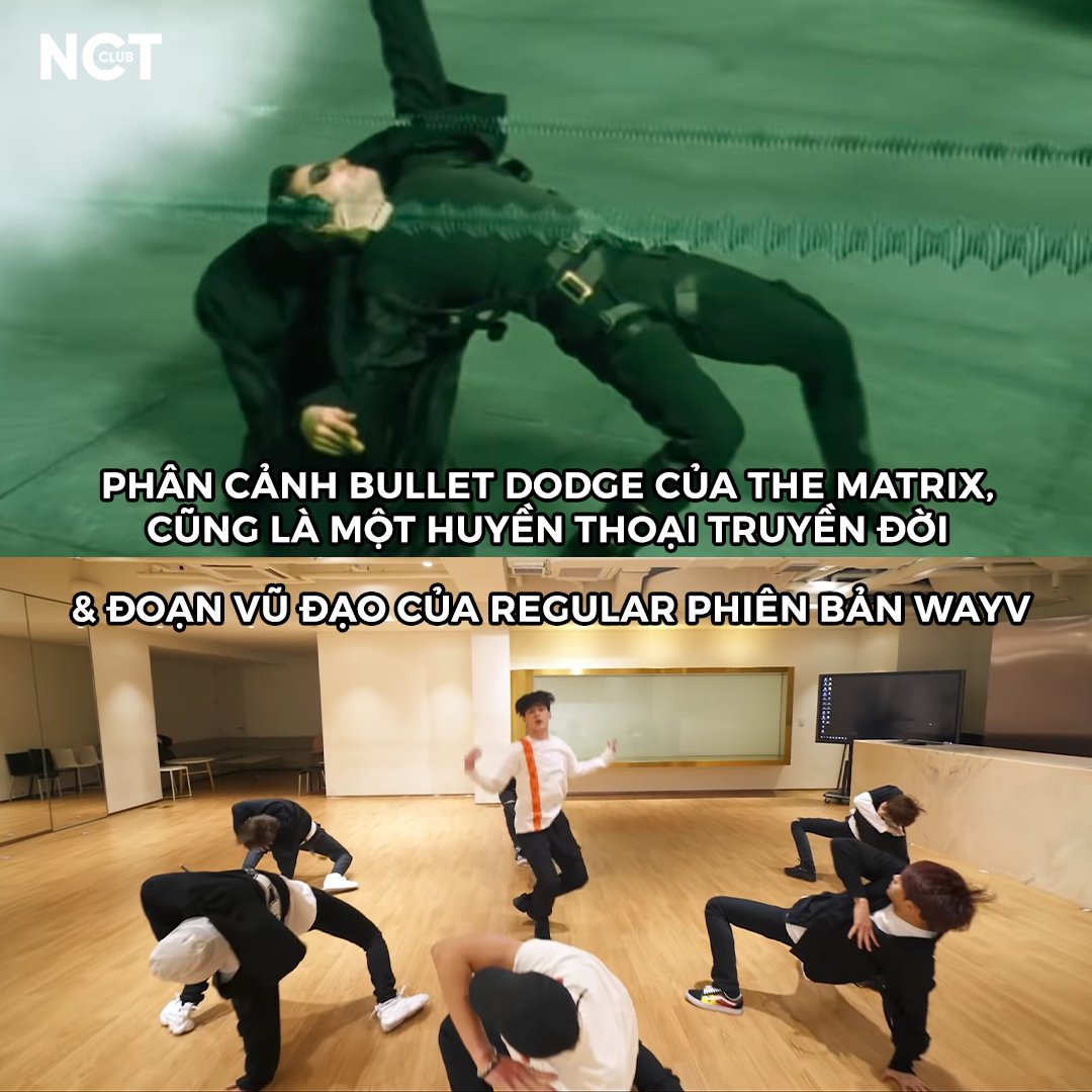 The bullet dodge in Matrix vs WayV's choreography in Regular (this part is different from 127's choreography)