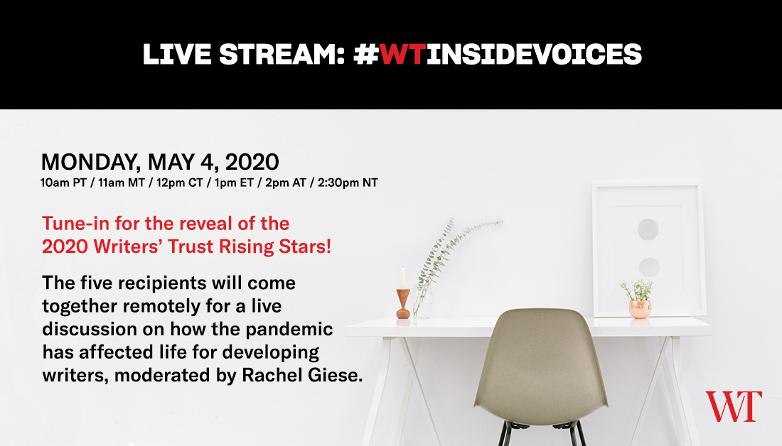 writerstrust's tweet photo. Tune-in to our next #WTInsideVoices live stream May 4 for the reveal of the 2020 #WTRisingStars!💫
The 5 recipients will come together remotely for a discussion moderated by @RachelAGiese on how the pandemic has affected life for #developingwriters. RSVP: https://t.co/G8P9Wu4Xk5 https://t.co/kZE5c0qgzJ