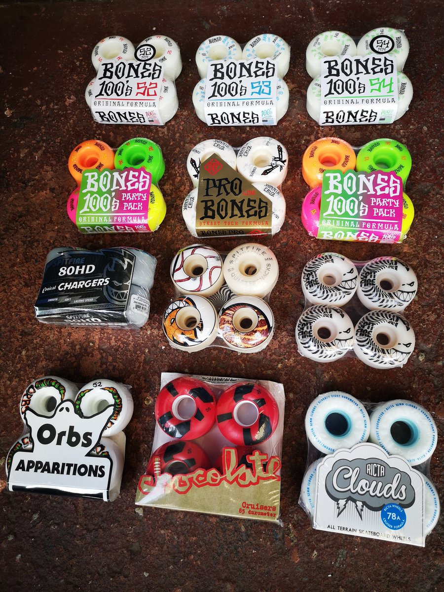 BoredofSouthsea's tweet image. Different types of wheels for different types of skateboarding, whatever your jam we've got you covered here at the store. BOREDOFSOUTHSEA.CO.UK #boneswheels #spitfirewheels #orbswheels #chocolateskateboards #rictaclouds #boredofsouthsea
