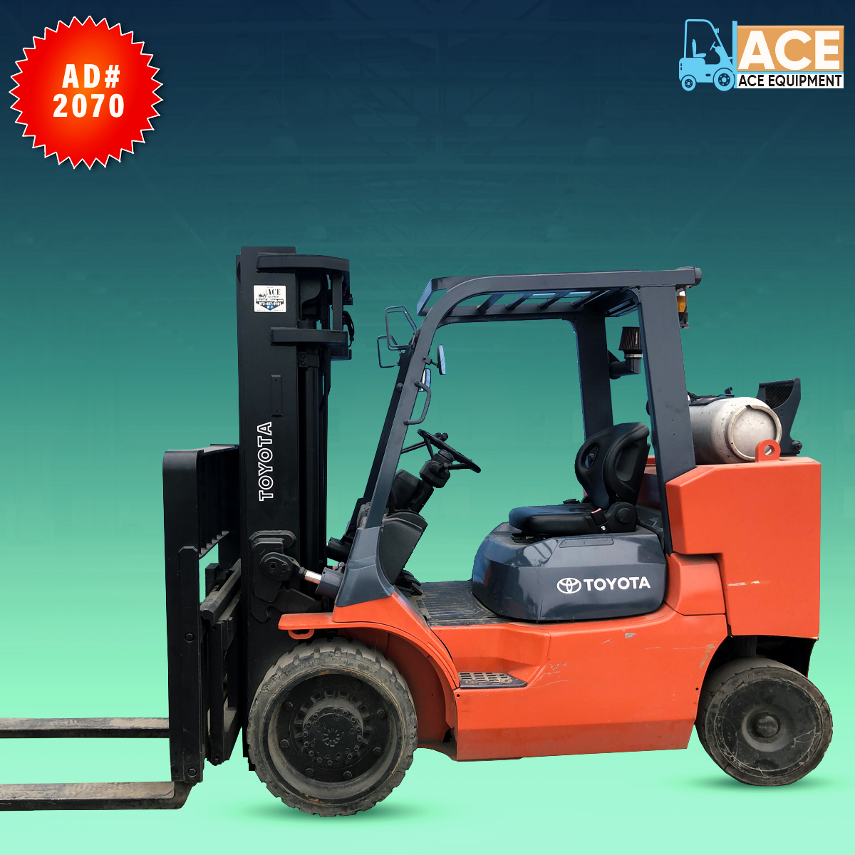 Ace_Equipment's tweet photo. Make: Toyota 
Model: 7FGCU55-BCS
Capacity: 12,000 lbs
Mast Height: 189 inch
Attachment: Side Shift 
Fuel Type: LP https://t.co/a4jDFSzlXZ