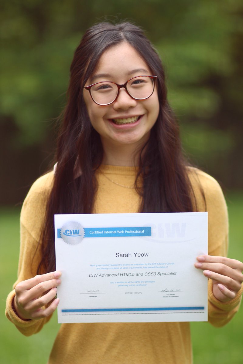 ship_als's tweet photo. Congratulations to @sdyeow and @gillian_line for passing the National Industry Certification for Advanced HTML5 &amp; CSS3!
I’m very proud of both of you! @bhsdawgs @CTE4KCS https://t.co/pEMb1jdCXY