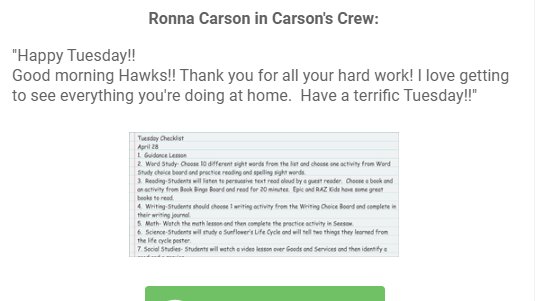 Morning encouragement from <a href="/RonnaCarson1/">Ronna Carson</a> . #CISDRocks #SDLhawkstrong