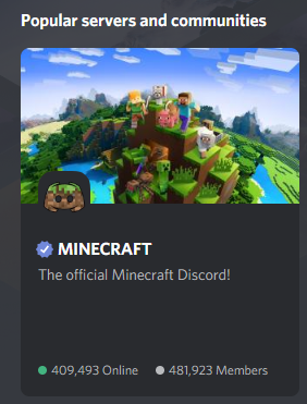 LazyCPotato's tweet photo. Nearly 85% of members online.

Mad.

#minecraftdiscord https://t.co/u1QXHY1pyJ