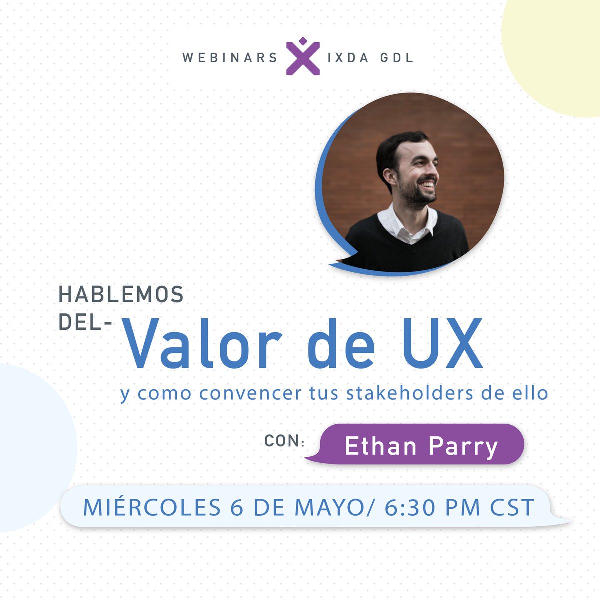 ¡Buen día comunidad! Buenas noticias, los invitamos a participar en nuestra siguiente invitación en línea, un webinar por parte de Ethan Parry. Para más infomación visita nuestro evento en facebook facebook.com/events/s/hable…