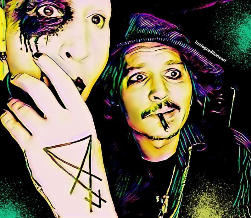 InfinityGart1's tweet photo. Johnny Depp and Marilyn Manson 🎸
#JohnnyDepp #MarilynManson #music #actor #singer #infinitygart #luciagradiloneart #myart #digitalart #popart #fanart #marylinmansonofficial #johnnydeppfans #colorful #illustration #edit #teamManson #Metalmusic #rockmusic #movie #art #Depp https://t.co/GfVWgKmExi