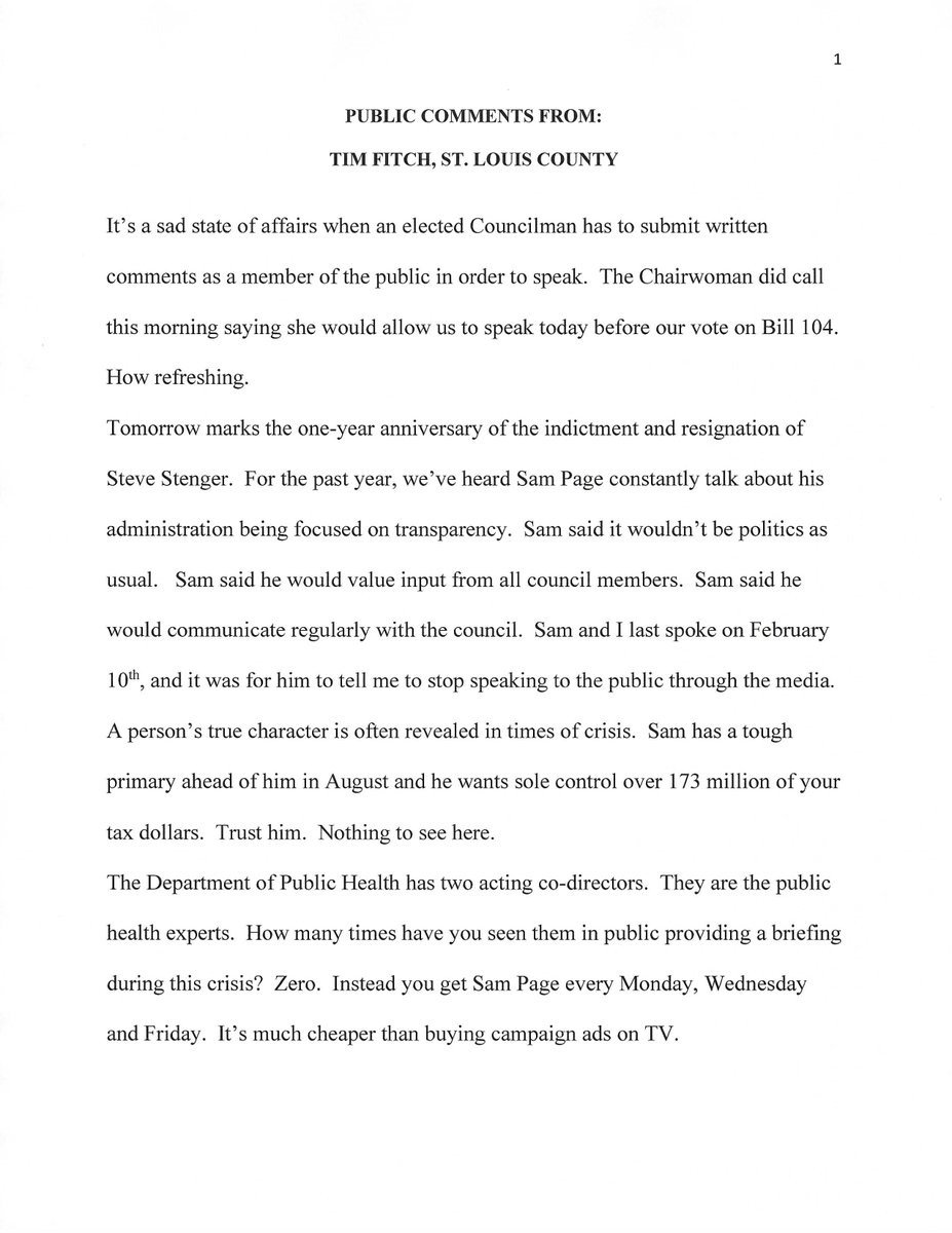 ChiefTimFitch's tweet photo. Since we are often cut out of the conversation by the County Council Chairwoman, told we're "out of order" or told she will not recognize us when we want to speak with opposing views, I've submitted this information for the public comment portion of today's Council meeting. https://t.co/wTWd4JYpO6