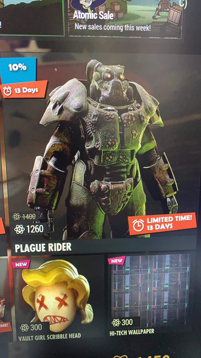 BlessingLarp's tweet photo. Dear @bethesda @BethesdaStudios @Fallout  you should donate 100% of the proceeds of the #PlagueRider armor to #CovidRelief 

Plague Rider is a copywritten name! 
So do something good with the funds it generates or suffer 1000 years of the sniffles. 

#PlagueRiders https://t.co/iph53FLjwu