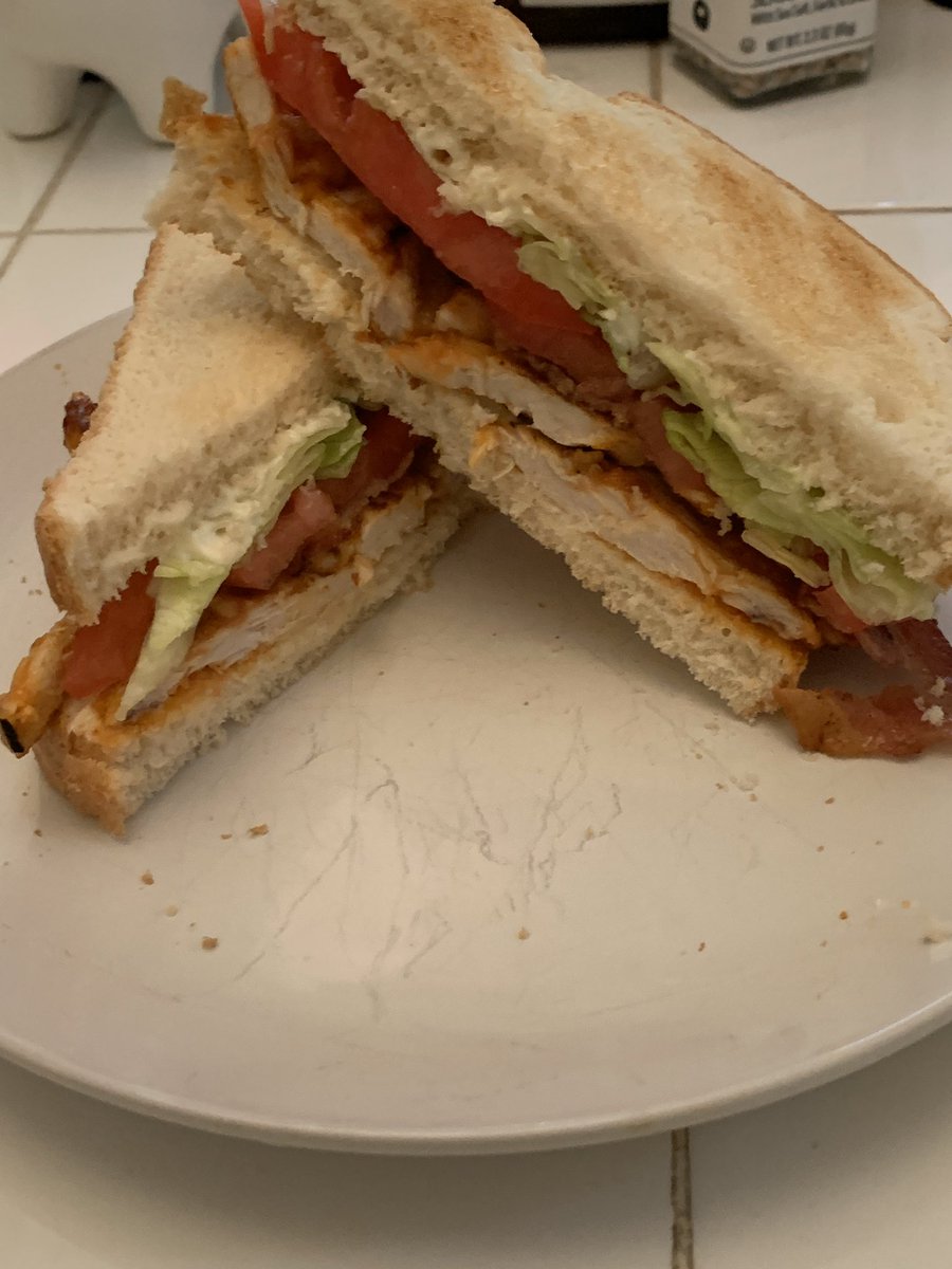 Buffalo chicken sandwich with bacon and a peanut noodle salad on the side :) fiiiinally a sandwich cross-section to be proud of.