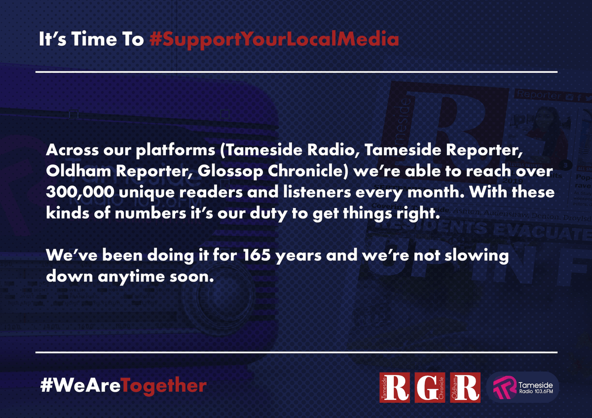 newsinglossop's tweet photo. Our 300,000 strong audience give us a purpose to stay head of the game.
#SupportYourLocalMedia #WeAreTogether
https://t.co/MEAJAJLLvy https://t.co/vaaqiL20Ef