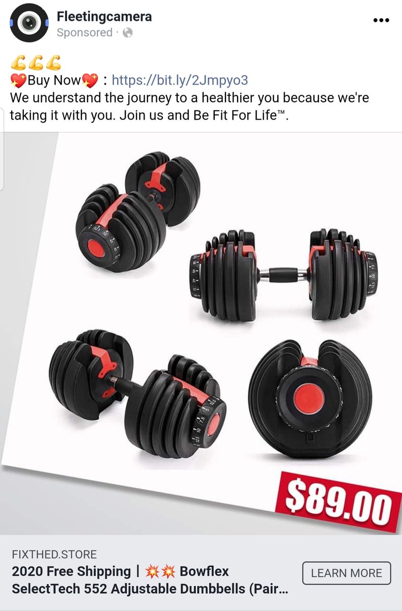 Anyone else get those sketchy ads for workout equipment on facebook? Of course you have. Took a gamble on March 30th for these Bowflex dumbbells and still have my fingers crossed. That is your ad market. $GOOG $FB