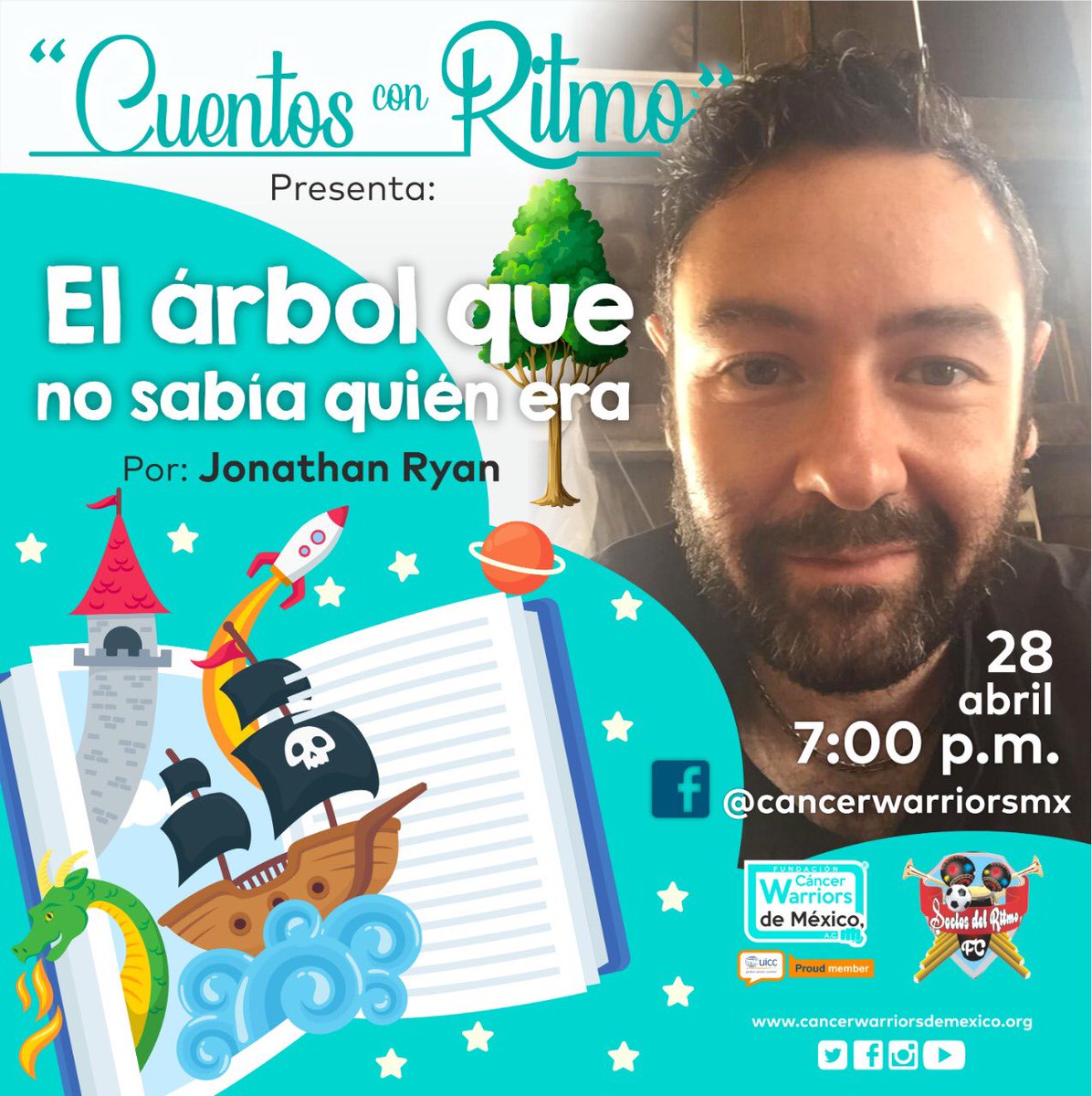 funsamex_org's tweet photo. ¿Están listos para escuchar hoy la historia de "El árbol que no sabía quién era"? Nos la contará @ryanhimovic, miembro del equipo de fútbol @sociosdelritmo_ en este martes de #CuentosConRitmo para nuestros valientes #Guerreros por Facebook https://t.co/gDcG4jDCrA