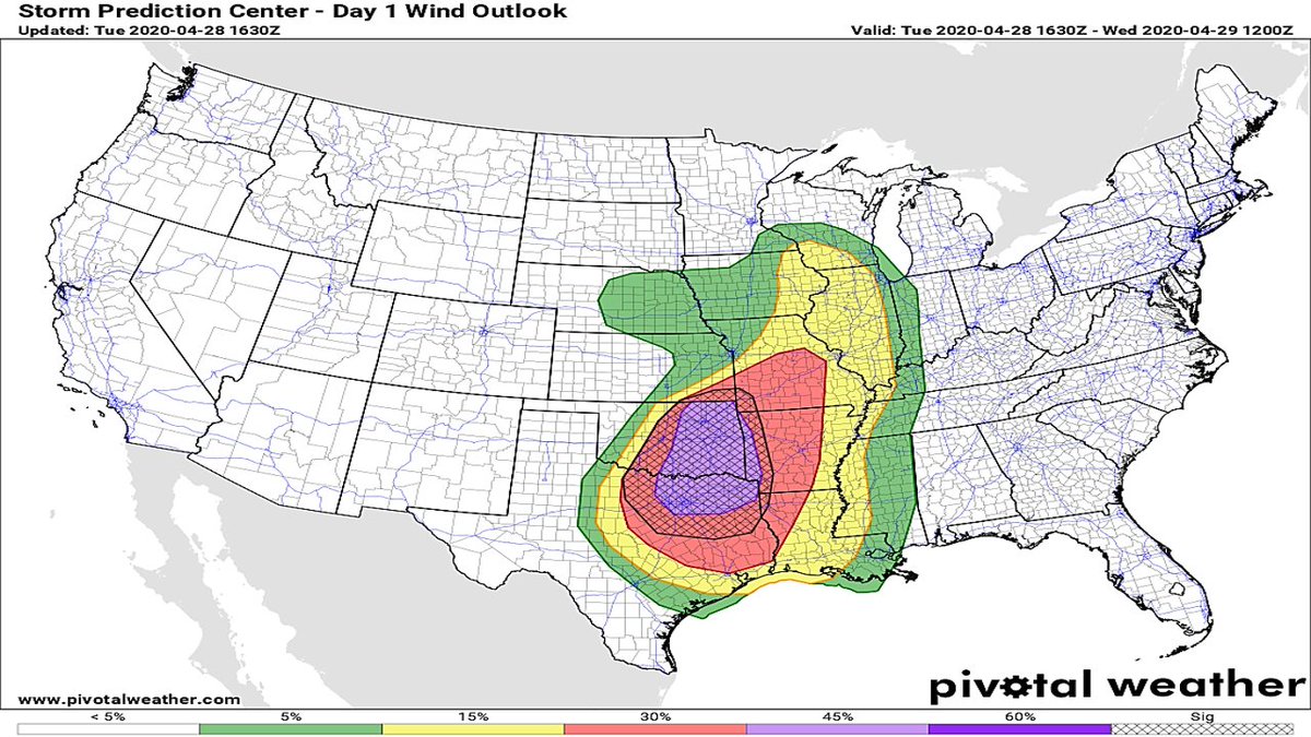 TraWeather's tweet photo. The @NWSSPC has issued a MODERATE RISK (risk level 4/5) for parts of OK, AR, And TX. The chance for #tornados may not be very high, but the threat for large #hail, and very damaging winds is. I will have a #TraWeather video later with the latest on this #SevereWeather! https://t.co/sYD4KAXAgS