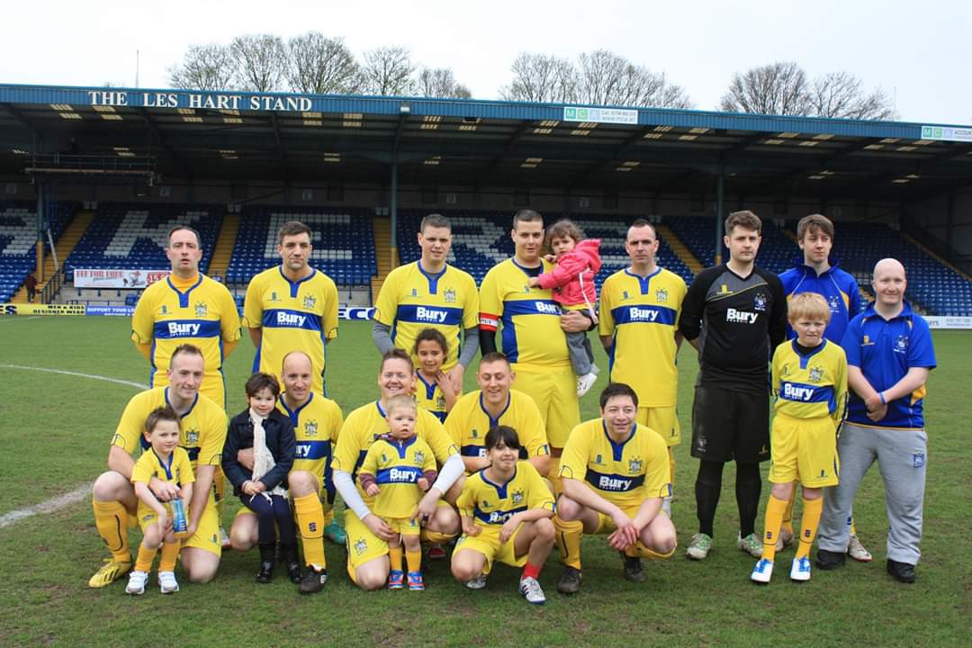djbowers14's tweet photo. 7 years ago. A kick about on the hallowed Gigg Lane turf v LivStarter Allstars. An enjoyable day all round #obsfca #BuryFC https://t.co/XBpK6TK5B7
