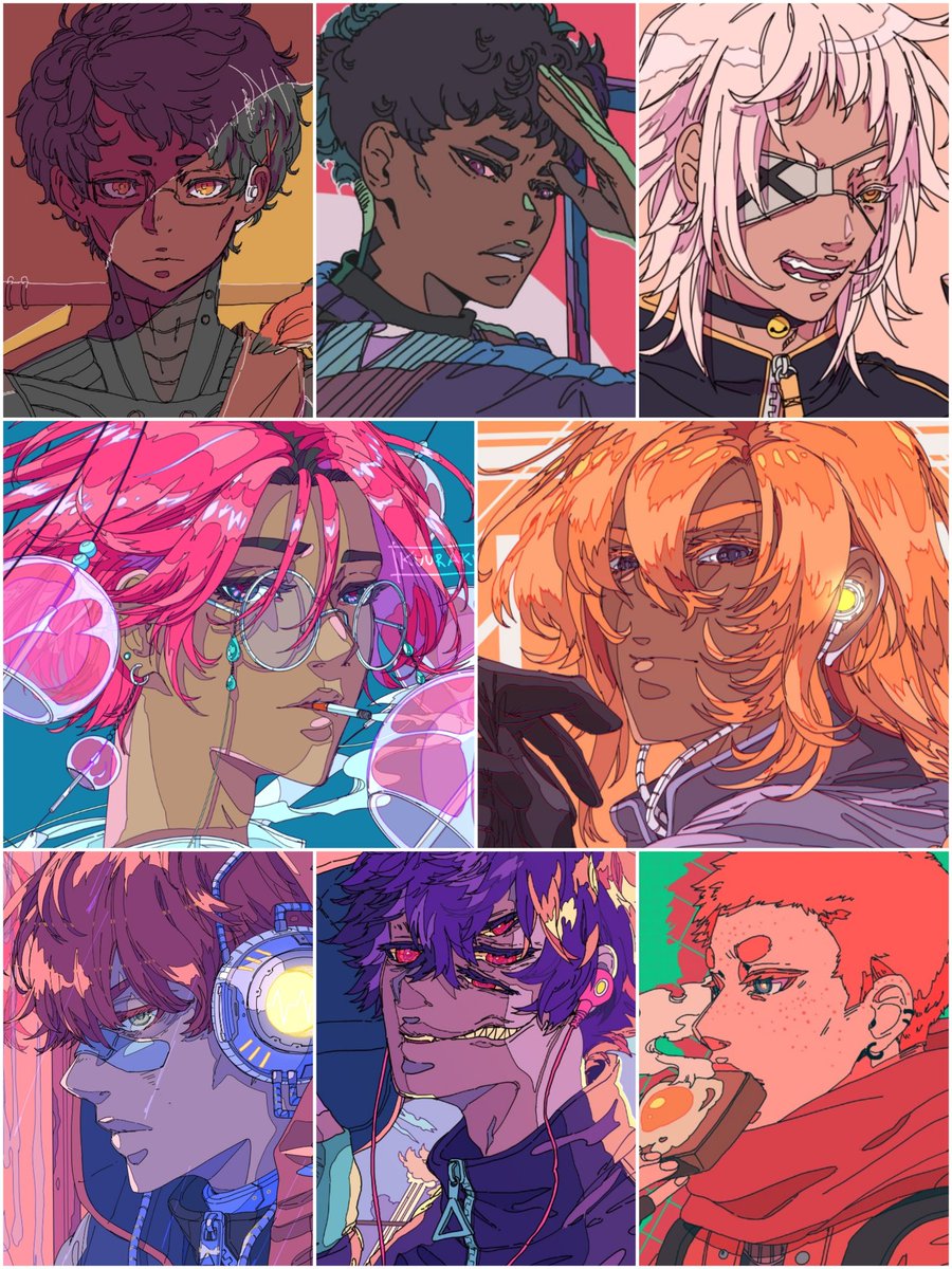 A collection of the pretty faces of my ocs for uuuuhhhh science 