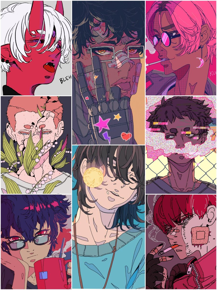 A collection of the pretty faces of my ocs for uuuuhhhh science 