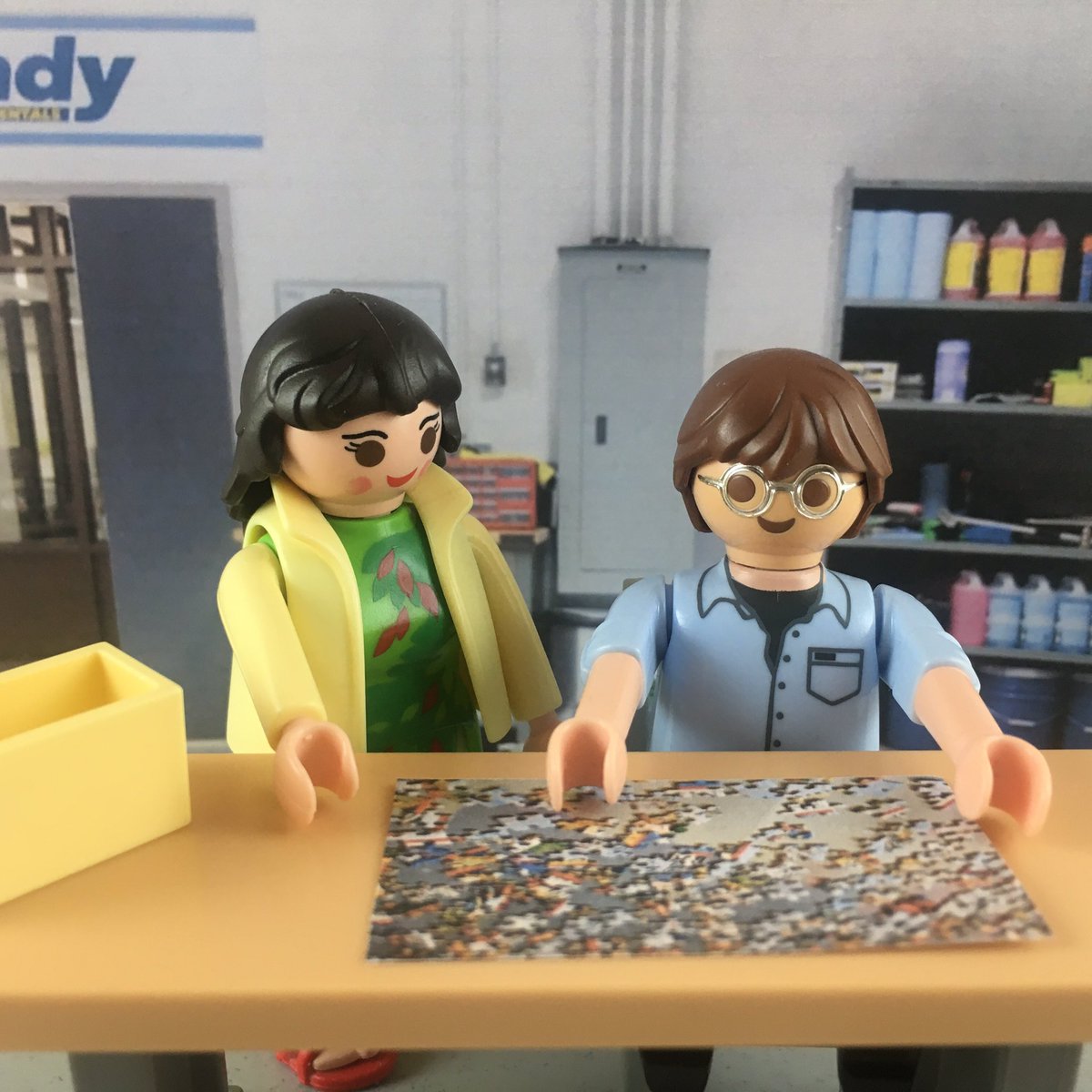 playmoadjprof's tweet photo. Shannon @NicolePower3 grabs one of Terence’s @MichaelMusi puzzle pieces. “It’s just funny how we don’t eat each other’s lunches but think we can do each other’s puzzles” #puzzlecode 🧩 #kimsconvenience #okseeyou https://t.co/rKT0jgwryL