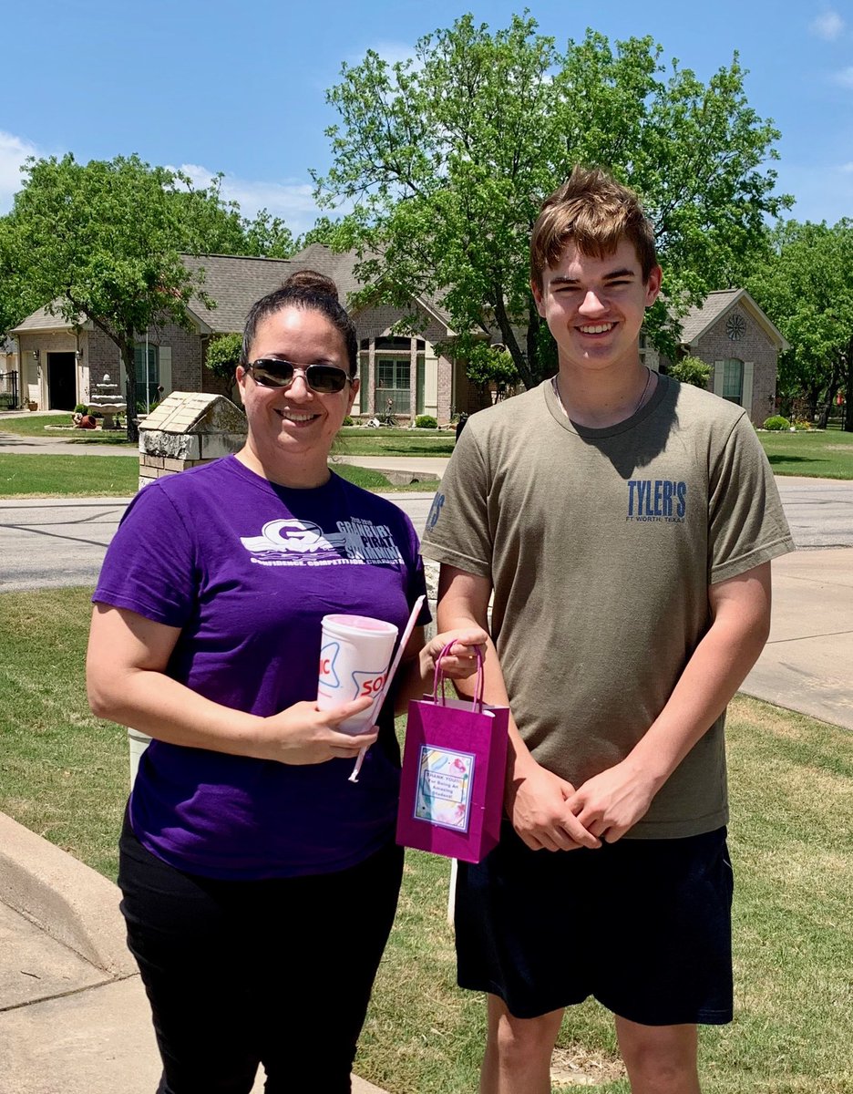 Thank you <a href="/MrsLumbreras/">Mrs Lumbreras</a> for making Tyler’s day today!  Sonic drink and candy!  He misses you and your class so much!  Thank you for making a difference in our students lives!! #granburystrong