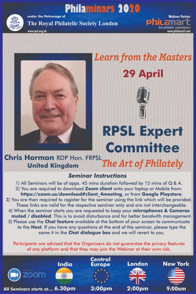 MARKAND7's tweet photo. ...PhilaMinars 2020...

🔴Topic🔴

"RPSL Expert Committee"
by 🎤 Chris Harman RDP FRPSL from London🇬🇧

Click here to register👇🏻
https://t.co/260ZJYMhgh

#philaminars

@The_RPSL @ptsandstampex @ExploringStamps @RichardScottMo3 @APS_stamps @inddak @GaryLoew @ArtStamped @SpinkandSon https://t.co/kJ9rJGGyGd