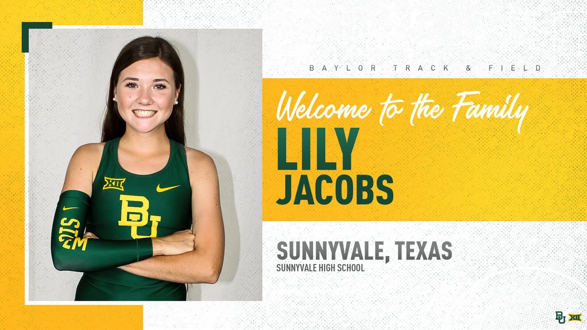🥈 2019 Texas 4A UIL 3,200 meters runner-up
🏅 Fourth-place at state in 1,600 meters
🏅 Two-time Texas UIL Cross Country top-10 performer

Baylor Family, welcome Lily Jacobs to Waco! 🖊

#SicEm 🐻🥇