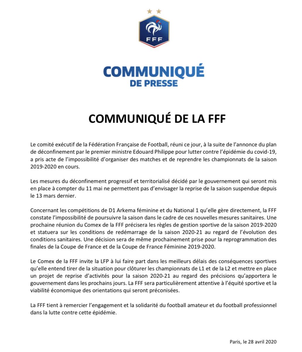 FFF's tweet photo. Communiqué de la FFF https://t.co/pys92Z0h3v