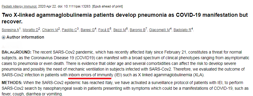 Primary_Immune's tweet photo. First report I've seen of #COVID19 in Primary Immunodeficiency patients 

- thankfully, both of survived

https://t.co/prklFJFywl #serverless #iot #itrtg #bigdata #scicomm #meded #COVIDー19 #PrimaryImmunodeficiency #immunology #raredisease https://t.co/6hLB2kubXz