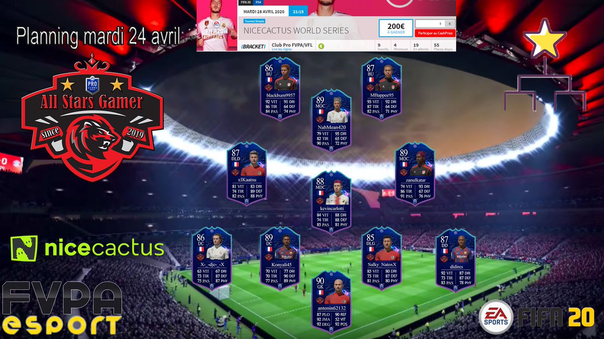 AllStarsGamerCP's tweet photo. Ce soir nous jouons le tournoi organisé par @FVPAeSport et @nicecactusFR @nicecactusgg @Glory4GamersFR 

Bonne chance a toutes les équipes inscrite ! https://t.co/zenUe3A2bc